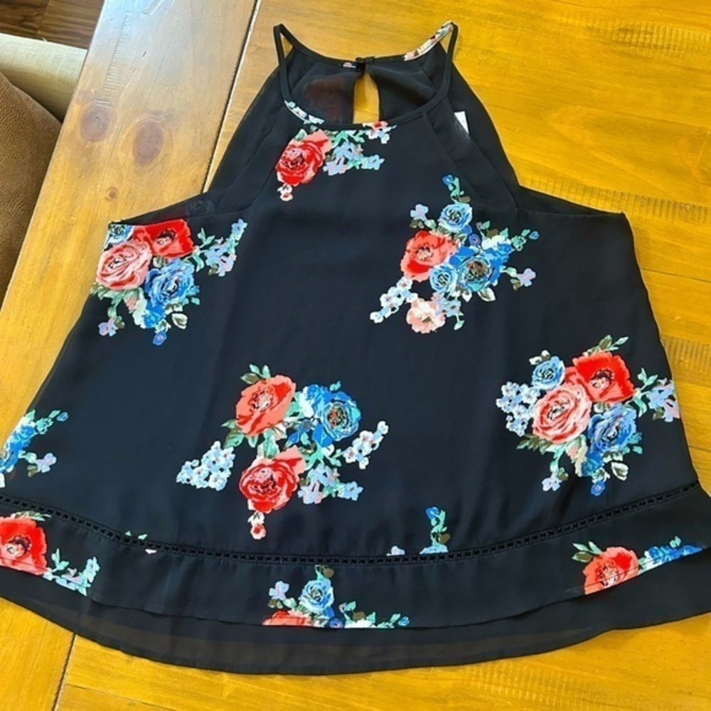 Sienna Sky Black Floral Halter Top